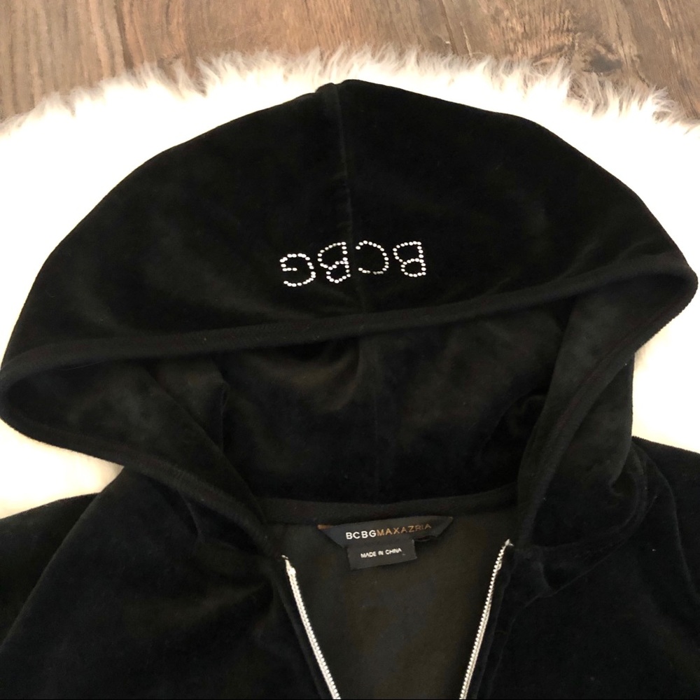 Sold-BCBG velour zip hoodie - Picture 2 of 5